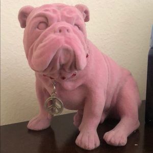 Cute pink felt bulldog trinket!